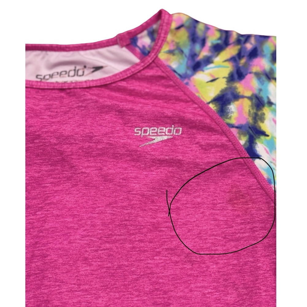 Speedo UV 50+ Pink Swim Shirt Sun Protection Top Girls M SPF Stop Sun Burns - Picture 7 of 7